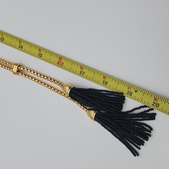 J. Crew Gold and Black Beaded Tassel Lariat Necklace - Picture 7 of 9